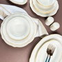 Hermia Altın Yaldız Fulya 53 YTKM Juego de Cena de Porcelana, 53 Piezas, Blanco y Dorado